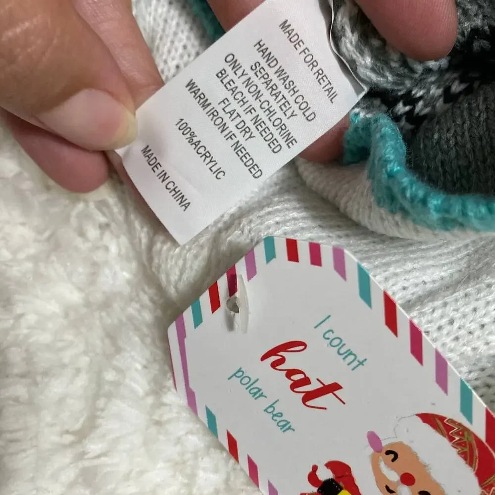 Polar Bear Kid's Winter Hat Cap NEW One Size White
